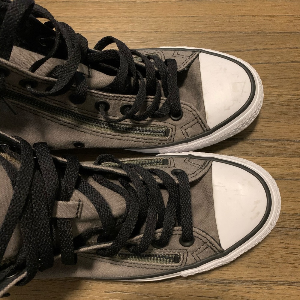 Gray Converse High Tops with Side Zips